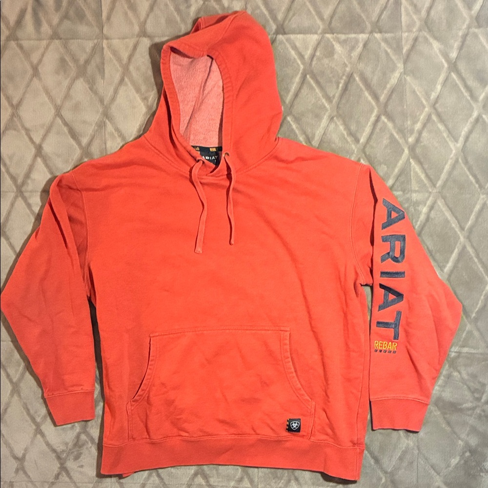 Ariat Rebar Men's Orange Hoodie with Sleeve Logo Size XL